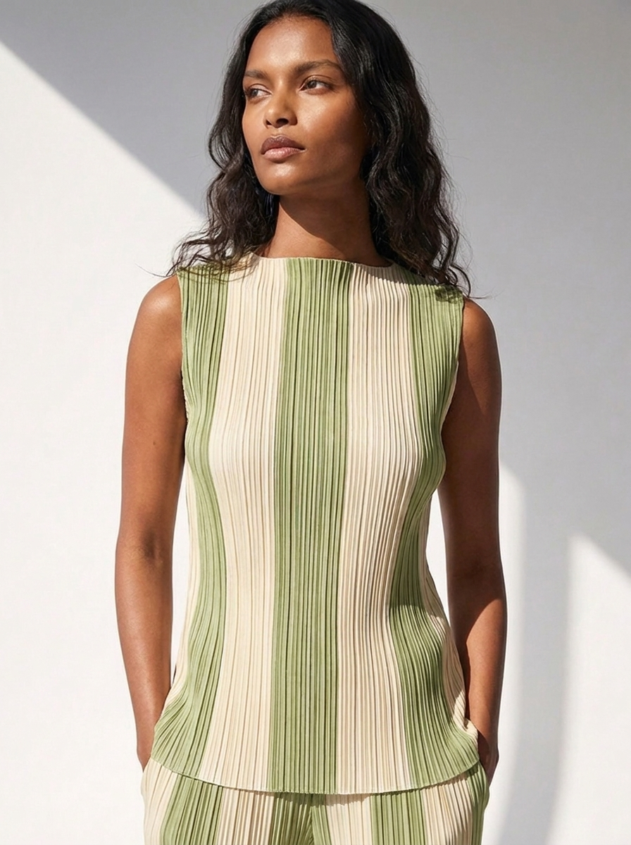 Blusa Sara Listra Capim Limão e Branca